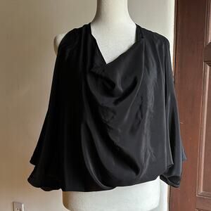 RAMY BROOK | Silk Cold Shoulder Batwing Top with Cowl Neck | Size Extra Small